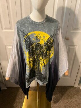 Sleep Token Upcycled Graphic T-Shirt with Ombré Flowy Sleeves - OSFM